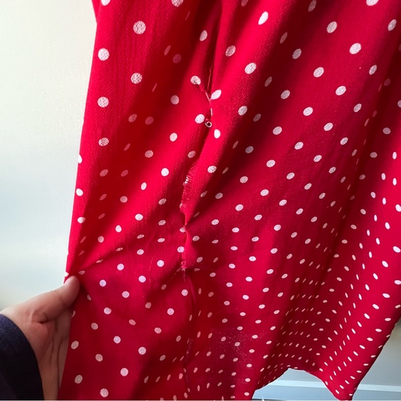 Peach Love California red and white poka dot spring summer dress maxi size small - Picture 13 of 13